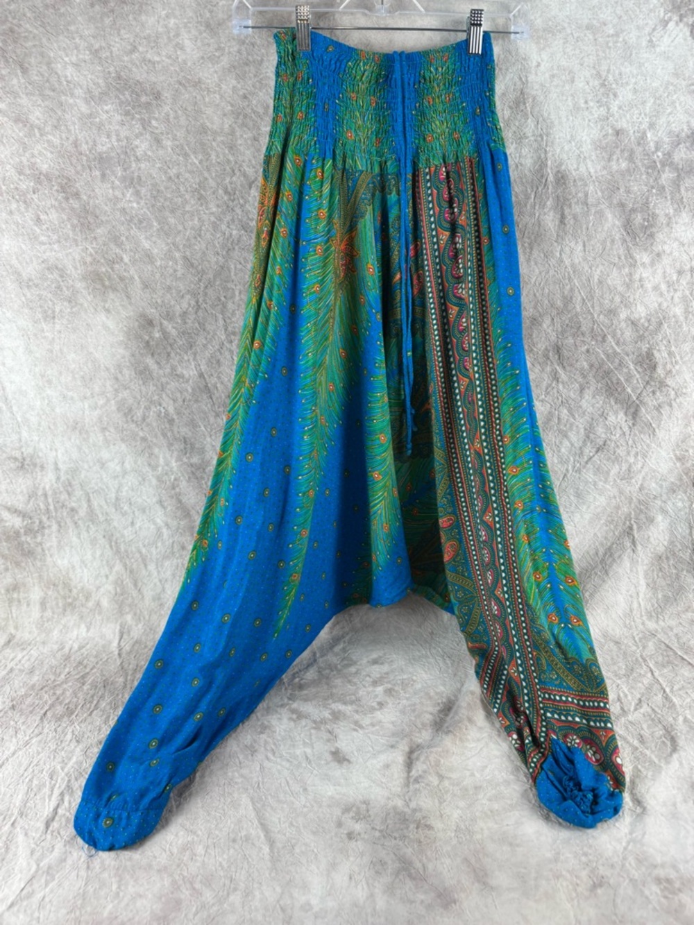 Banjamath Blue & Green Boho Harem Pants Medium yoga bohemian Boho MC Hammer